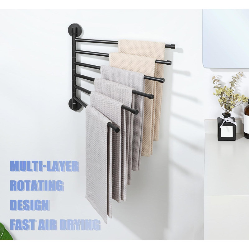 Stainless Steel Swivel Towel Rack with 6 Folding Arms