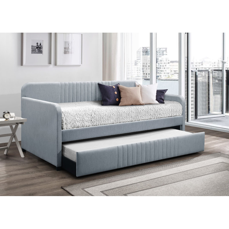 Lit de jour simple avec couchette Aaru, Beige