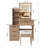 Modern Vanity Desk ,Featuring 3 Modes Of LED Lighting With Adjustable Brightness , With 4 Drawers And Multiple Open Storage Shelves, With A Hair Dryer Holder And Power Socket, A Dressing Chair.-673206726