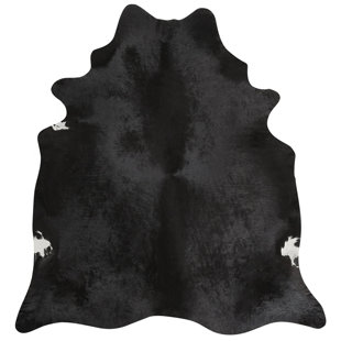 Black cowhide rug - genuine leather rug