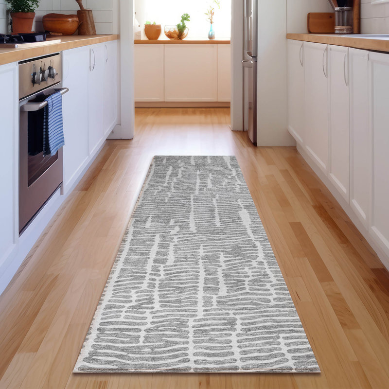 Premium Machine Washable Prisco Gray Rug, Runner 2'3" x 7'6"