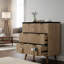 Commode moderne à 3 tiroirs avec façades cannelées, tiroirs de rangement larges, bordures de sécurité et ensemble anti-basculement