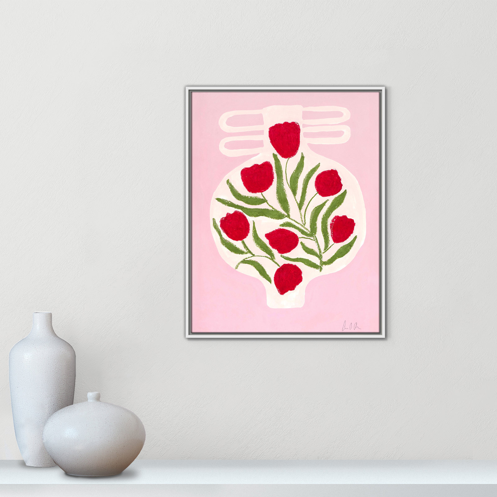 Vase No. 02 Print by Camilla Bergqvist, 29.5" H x 23.5" W, White