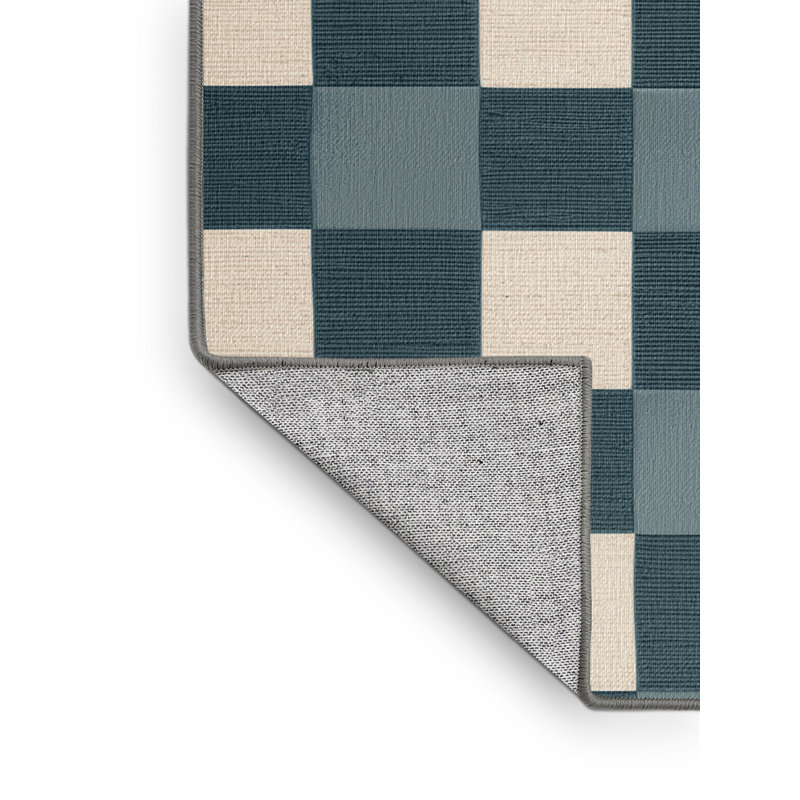 Machine Washable Checkered Green Area Rug, Rectangle 8' x 10'