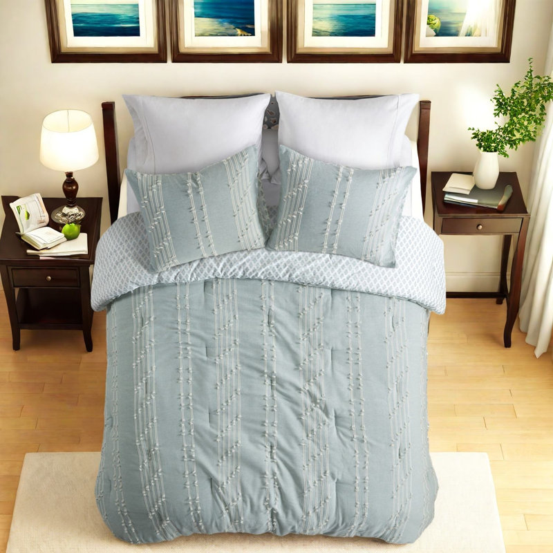 Premium Cotton Jacquard Bedding Sets, Aqua Style Comforter For Home