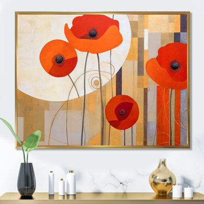 «Bold Orange Cubic Flowers» sur toile