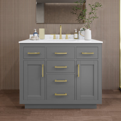 Beckett TK 42'' Single Bathroom Vanity with Quartz Top