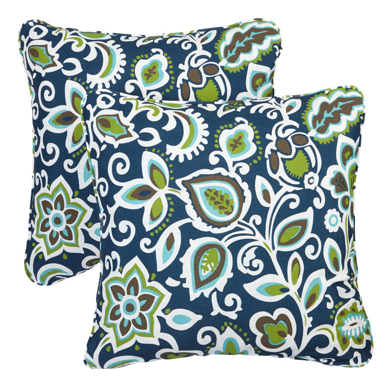 Coussin décoratif d'intérieur/d'extérieur, Carré 22 po, Marine noué
