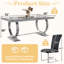 Ensemble de table de salle à manger moderne noir et doré avec chaises en velours noir-447843164
