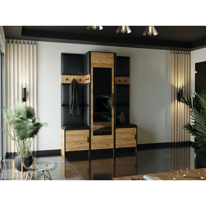 Syverson Hall Tree 160cm Wide with Bench, Oak