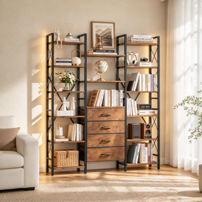LED Light Bookshelf with 15 Shelves