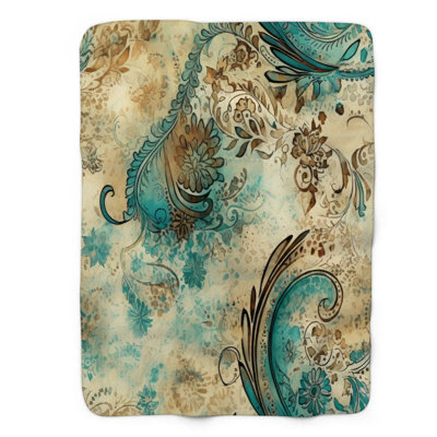 Watercolor Design - 1 Piece Premium Sherpa Blanket