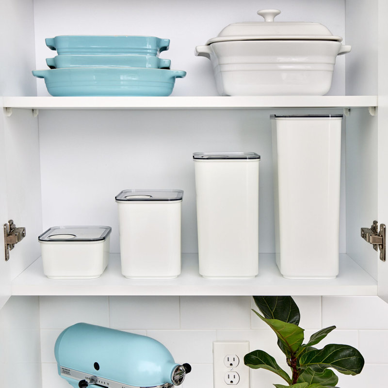 iDesign Dry Goods Kitchen Canister with Airtight Lid  6.34\" L x 4.79 W x 11.68 H, White
