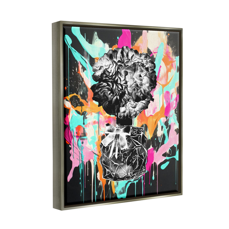 «Latitude Run® Urban Flowers Graffiti», art mural encadré par Ziwei Li, Cadre flottant gris lustré