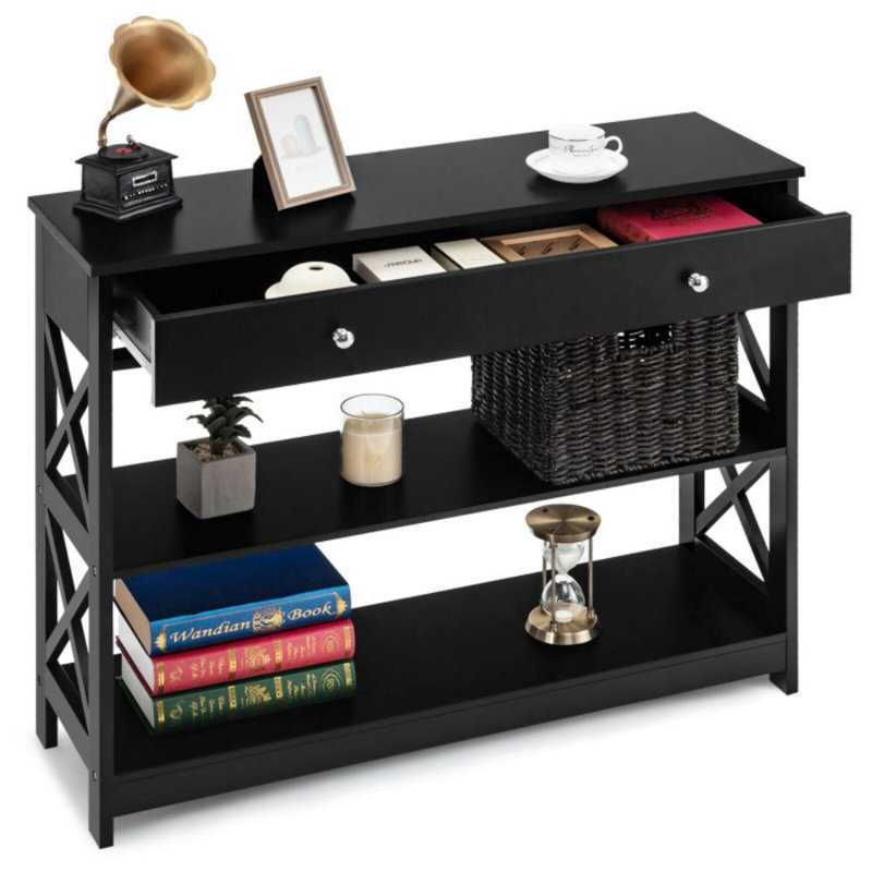 Ecklund Console Table, Black, 31.5" H x 39.5" W x 12" D