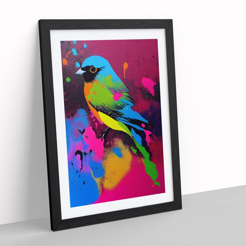 Bird Splash No.2 - Wall Art, Black Framed, 66cm H x 48cm W x 2cm D, White