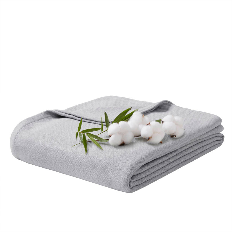 Couverture en coton, Gris, Twin