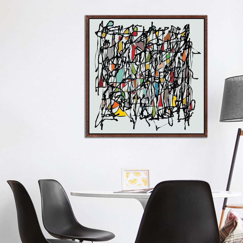 Pollock Wink II by Angel Estevez - Print on Canvas, Classic Brown Wood Framed, 93.98cm H x 93.98cm W x 3.81cm D