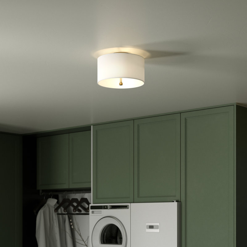 Plafonnier semi-encastré 1 lumière Ellis, Doré, H 9,6 po x l 12 po x P 12 po