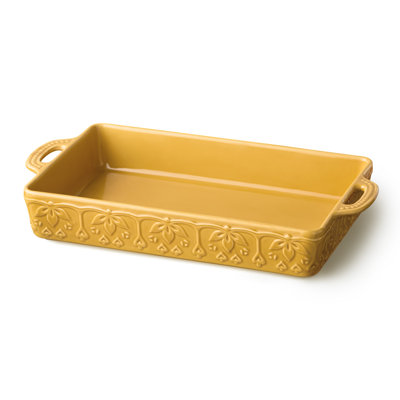 Boulanger rectangulaire en grès Provence 16 po x 10,25 po - Casserole de campagne française profonde 150 oz 3 po avec détails en relief rustique - Plats de cuisson four à table pour Lasagnes, rôtis, cordons et repas de famille