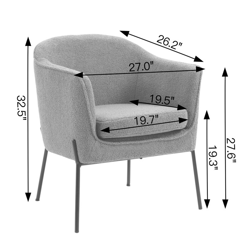 Fauteuil demi-tonneau Bihter, Gris