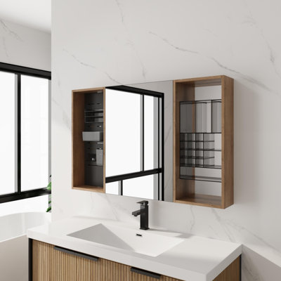 43.7'' Bathroom Mirror Cabinet With Storage Combination