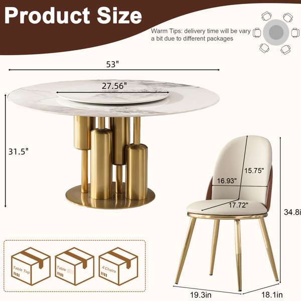 Hokku Designs 53 - Inch Round Table With Smooth Rotating Lazy ...