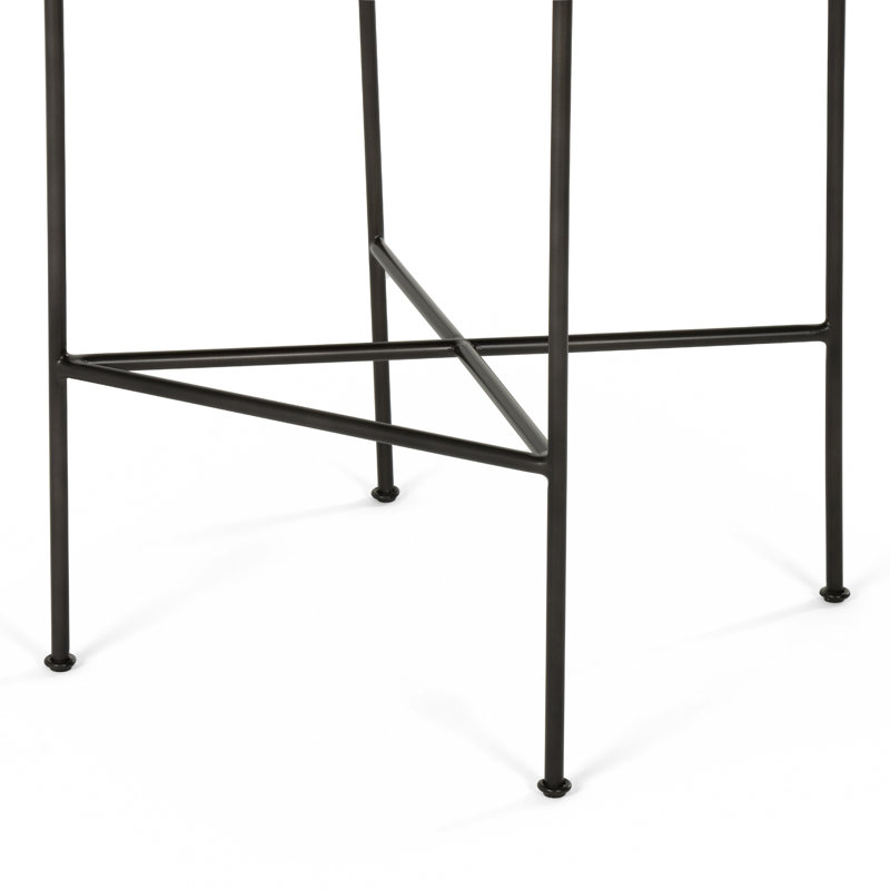 Kenza Counter Stool, Counter Stool (26” Seat Height), Vegan Leather-Black, Black