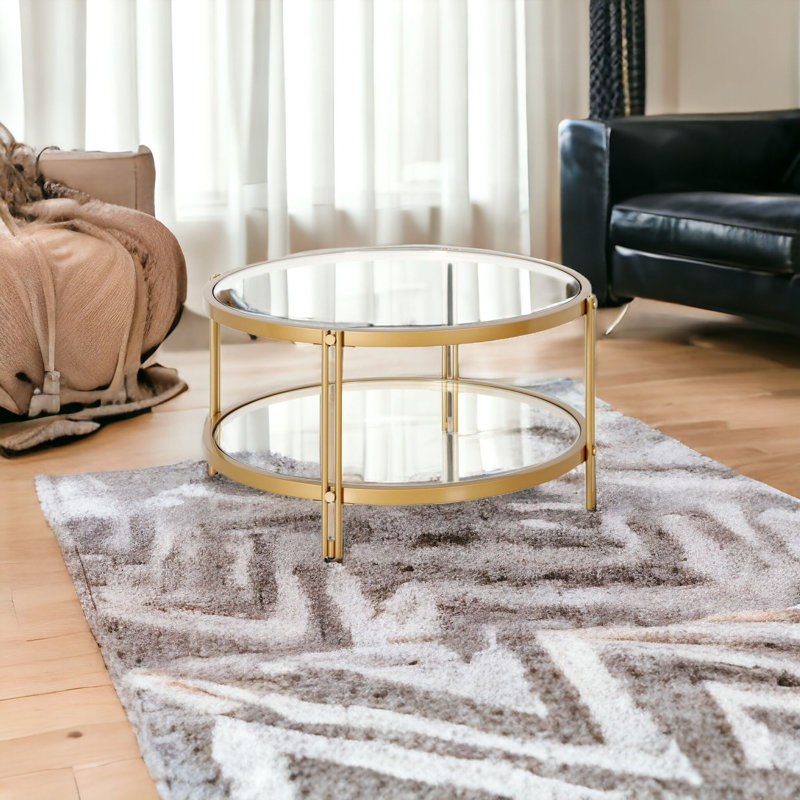 Abdul-Muizz Glass Top Coffee Table, Brass
