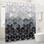 Rideau de salle de bain géométrique noir 72 po x 72 po (180 x 180 cm) avec crochets