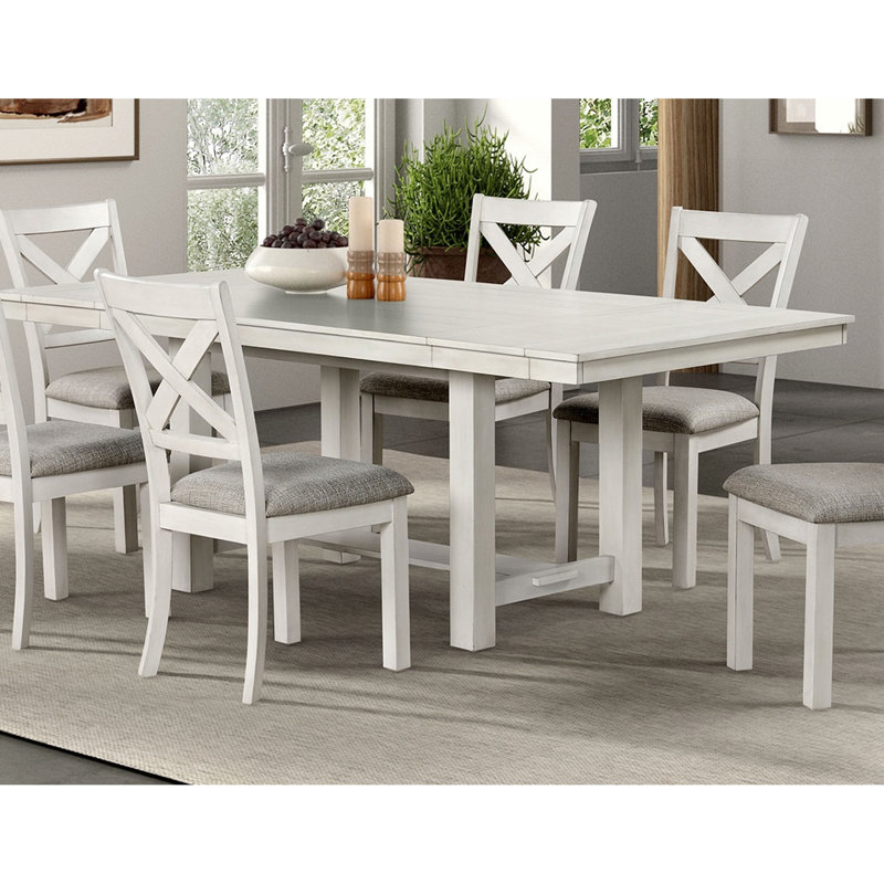 Table de salle à manger rustique en chêne blanc avec structure en bois d'ingénierie