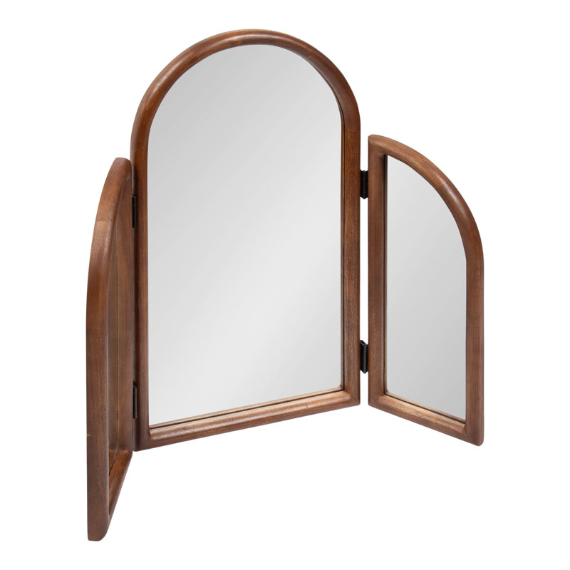 Amoli Mango Wood Arched Tri-Fold Mirror