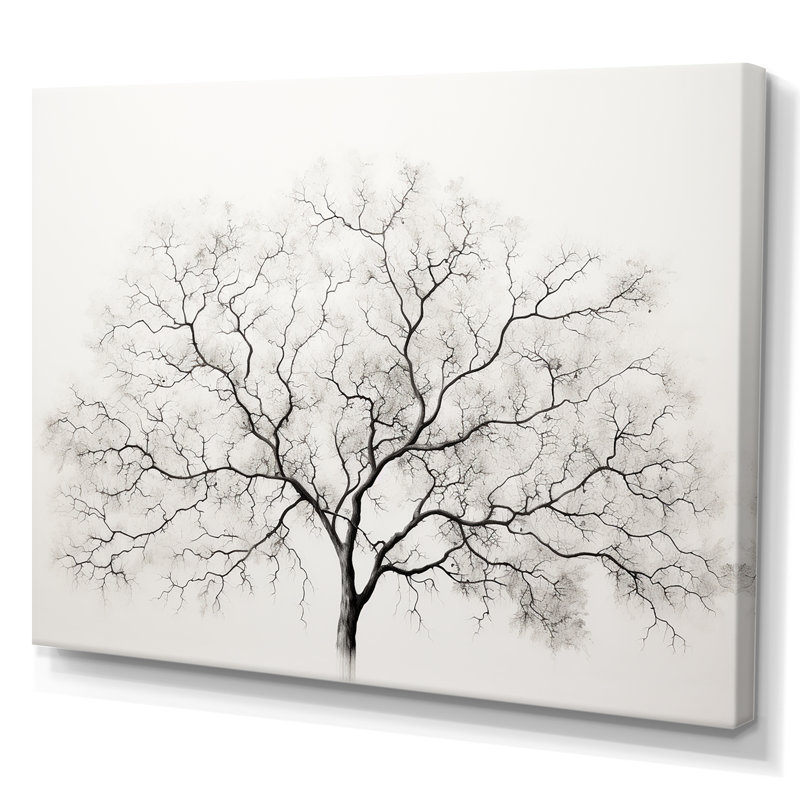 Érable blanc et gris minimalisme sur toile, Toile tendue, H 30 po x l 40 po x P 1,5 po