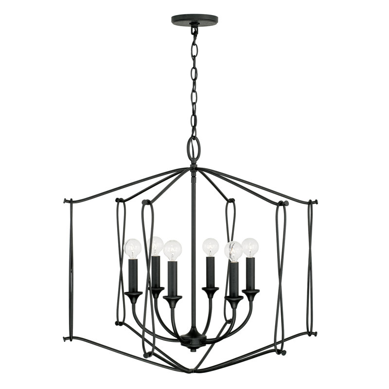 Luminaire suspendu géométrique unique à 6 lumières