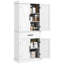 Armoire de cuisine de 72 po de hauteur avec 4 portes de grange, tiroir, 5 tablettes et tablettes réglables, blanc - unité de rangement moderne, aspect tablettes