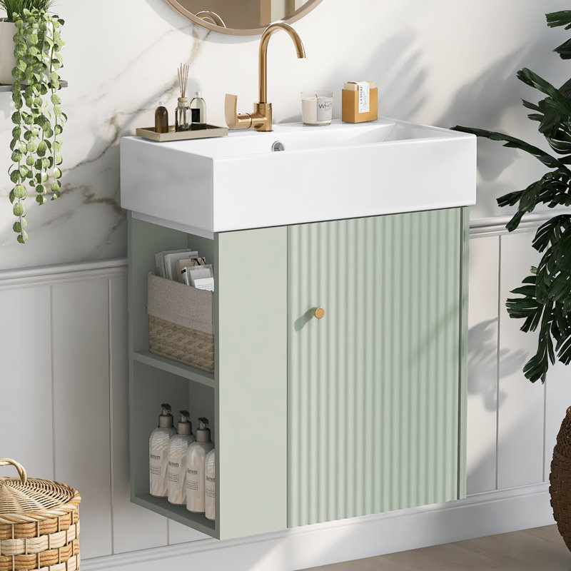 Meuble-lavabo 21,6 po avec comptoir en céramique, Vert