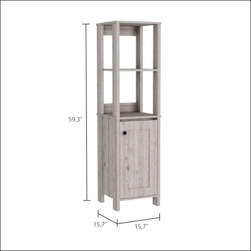 Armoire à linge à 4 tablettes, Gris clair
