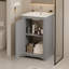 Ensemble de meuble-lavabo sur pied 20 po avec lavabo en céramique, meuble-lavabo simple autoportant avec porte à fermeture douce, tablette réglable, style moderne, gris.-149583114