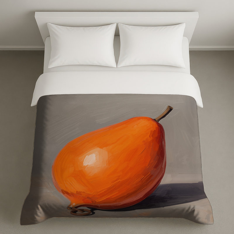Housses de couette orange en forme de poire, Très grand lit