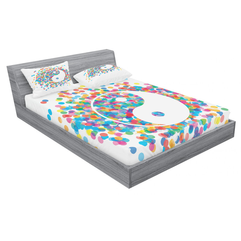 Microfiber Polka Dots Sheet Set, Queen Sheet Set with Fitted Sheet