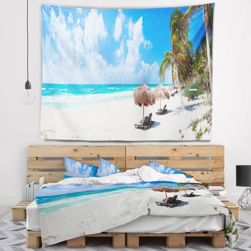 Tapisserie de plage des caraïbes vives en polyester avec accessoires suspendus inclus, H 68 po x l 80 po