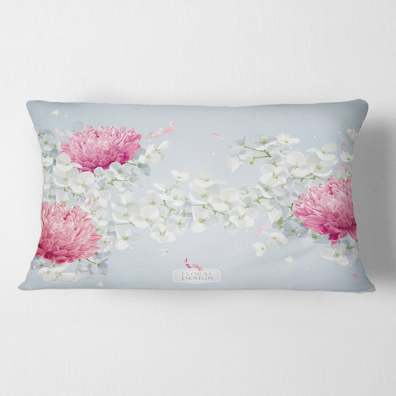 Coussin Rectangle, chrysanthèmes et fleur de pommier - imprimé traditionnel