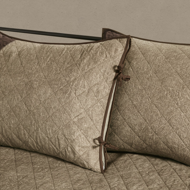 Brown Faux Suede Reversible Daybed Cover Set with Shams