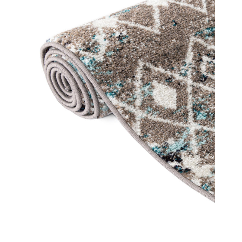 Somerville Geometric Indoor Rug, Rectangle 10'8" x 14', Gray/Blue