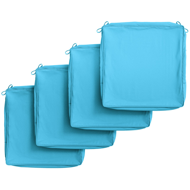 Outdoor 3'' Non-Slip Patio Chair Cushion Cover With Portable Carry Handle., 3", 17" W x 16" D, Aqua Blue
