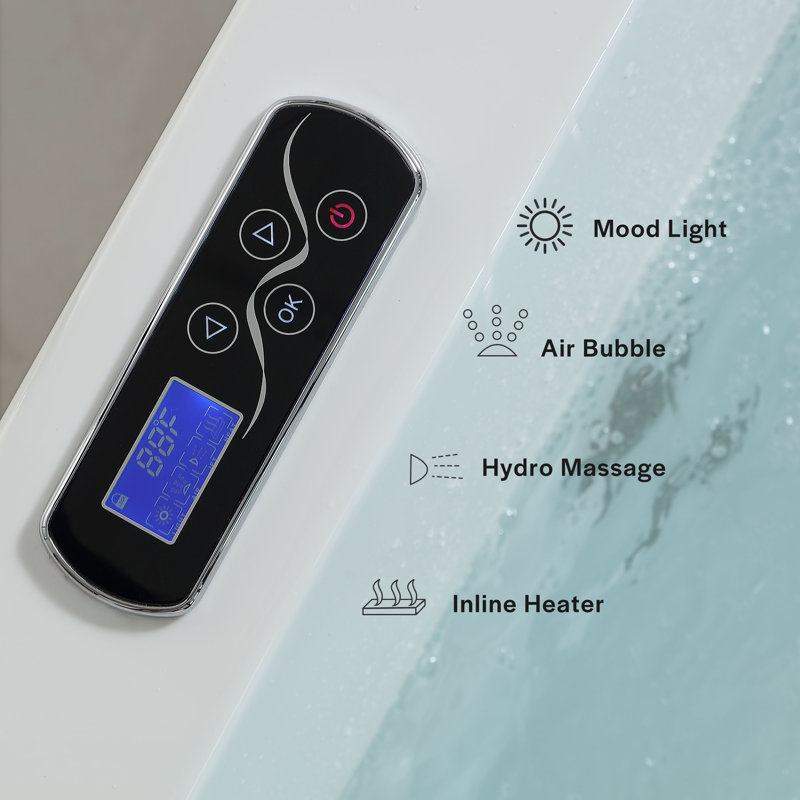 71 In. Alcove Whirlpool Air Combination Bathtub Rectangular Bath With Left Drain And Waterfall In White