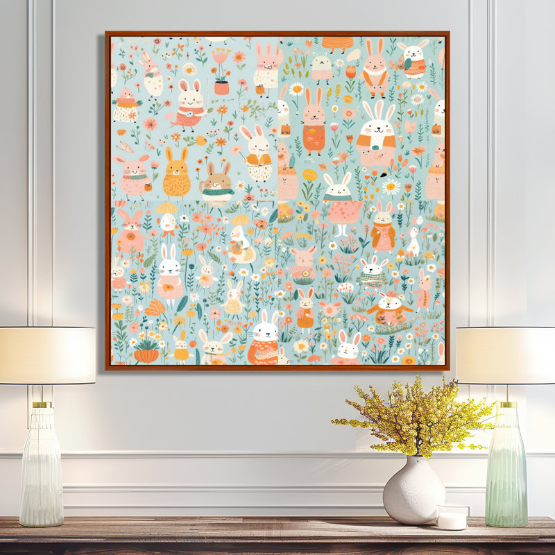 «Kiruthik - Children», impression d'art mural, Toile avec cadre flottant or, H 16 po x l 16 po x P 1 po