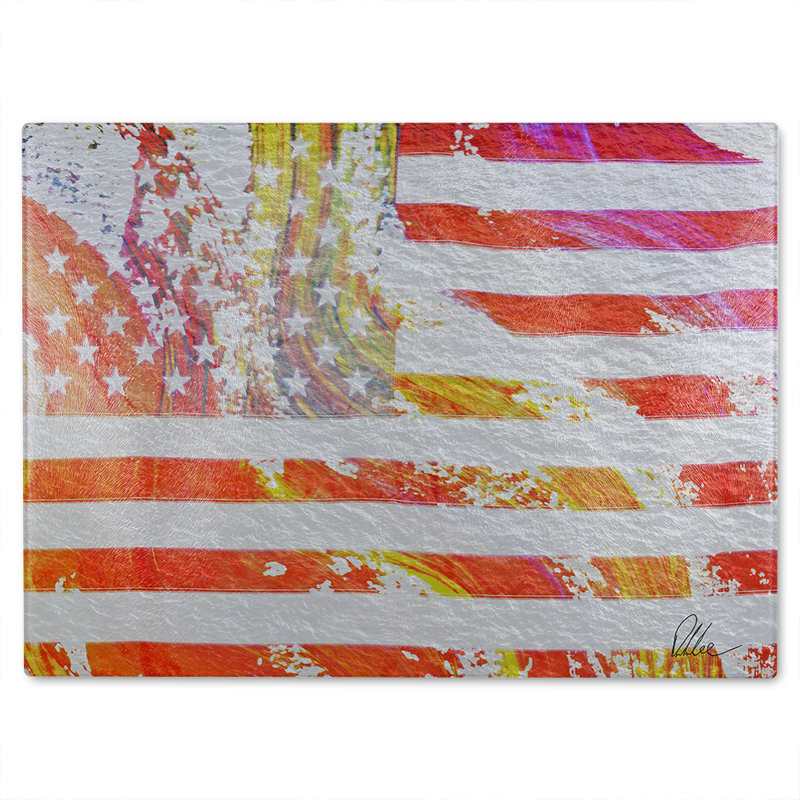 American Flag Flare Glass Chopping Board