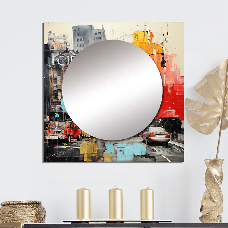 Urban Collage II - Car/Van Square Mirror Wall Decor For Bedroom, 29" x 29"