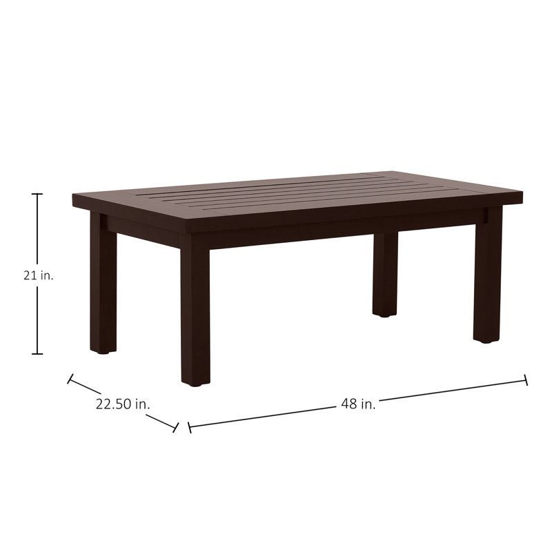 Club Aluminum Outdoor Coffee Table, Mahogany